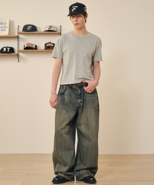 TAKEASY（テイクイージー）の「ダイアグナルワイドデニムパンツ（サンドブルー）（デニムパンツ・メンズ・その他・SMALL/MEDIUM/LARGE/X-LARGE）」の7枚目の写真