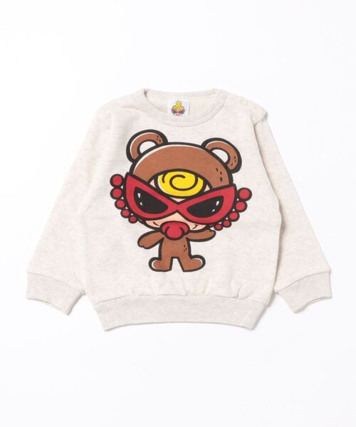 HYSTERIC MINI(ヒステリックミニ)の「PUFF PUFF ALLSTAR 裏毛トレーナー(Tシャツ/カットソー・キッズ・パープル/レッド/ブラック/グレー・90/80)」の3枚目の写真