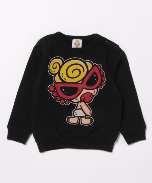 HYSTERIC MINI(ヒステリックミニ)の「PUFF PUFF ALLSTAR 裏毛トレーナー(Tシャツ/カットソー・キッズ・パープル/レッド/ブラック/グレー・90/80)」の2枚目の写真
