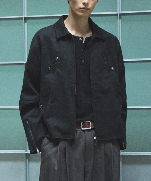 ヴィンテージスエードレザージャケット - ブラック