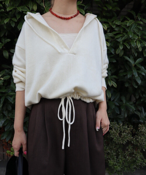 セール】Knit Hood Tops/ニット フードトップス/フーディー