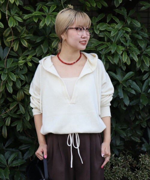 セール】Knit Hood Tops/ニット フードトップス/フーディー