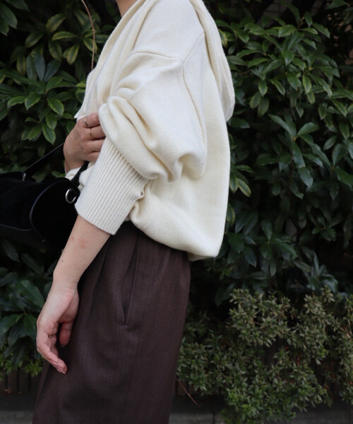 FREAK'S STORE(フリークスストア)の「Knit Hood Tops/ニット フードトップス/フーディー<セットアップ対応>(ニット/セーター・レディース・オフホワイト/グレー/ネイビー・フリ-)」の7枚目の写真