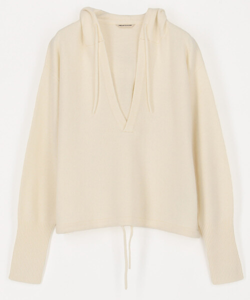 FREAK'S STORE(フリークスストア)の「Knit Hood Tops/ニット フードトップス/フーディー<セットアップ対応>(ニット/セーター・レディース・オフホワイト/グレー/ネイビー・フリ-)」の9枚目の写真