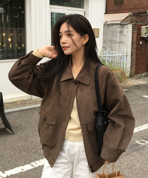 LINGSEOUL（リングソウル）の「oversized suede blouson-khaki brown（MA-1）」