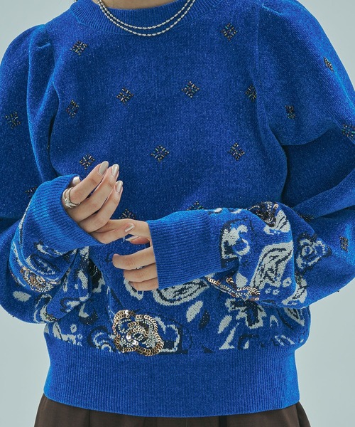 ROSE BUD(ローズバッド)の「(mici)BEADS and SEQUIN EMBROIDERY KNIT TOP(ニット/セーター・レディース・ブルー/ブラック・ONE SIZE)」の19枚目の写真