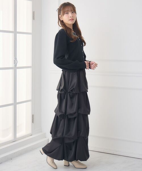 ems excite（エムズエキサイト）の「チェック切替NTPO（ニット/セーター・レディース・ブラック/ダークブルー/ナチュラル・FREE）」の6枚目の写真