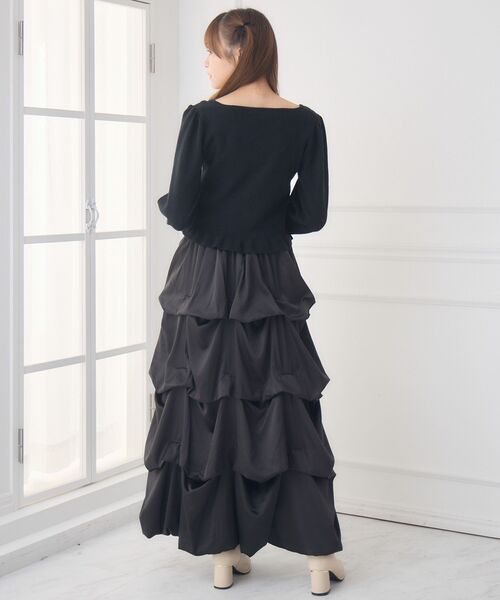 ems excite（エムズエキサイト）の「チェック切替NTPO（ニット/セーター・レディース・ブラック/ダークブルー/ナチュラル・FREE）」の7枚目の写真