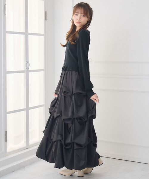 ems excite（エムズエキサイト）の「チェック切替NTPO（ニット/セーター・レディース・ブラック/ダークブルー/ナチュラル・FREE）」の8枚目の写真