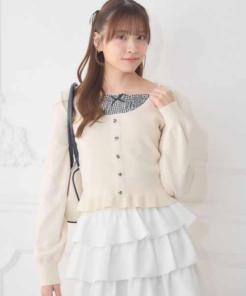 ems excite（エムズエキサイト）の「チェック切替NTPO（ニット/セーター・レディース・ブラック/ダークブルー/ナチュラル・FREE）」の17枚目の写真