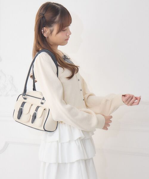 ems excite（エムズエキサイト）の「チェック切替NTPO（ニット/セーター・レディース・ブラック/ダークブルー/ナチュラル・FREE）」の18枚目の写真