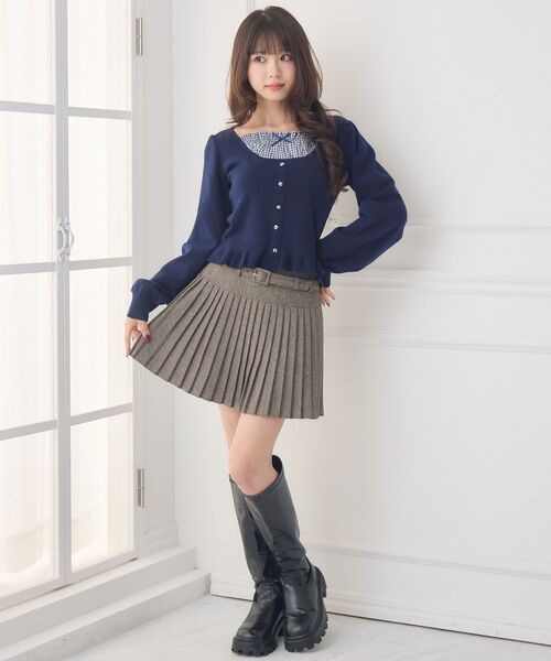 ems excite（エムズエキサイト）の「チェック切替NTPO（ニット/セーター・レディース・ブラック/ダークブルー/ナチュラル・FREE）」の21枚目の写真