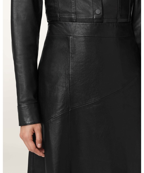 ALLSAINTS(オールセインツ)の「GIA LEATHER MIDI SKIRT | GIA レザー ミディ スカート(スカート・レディース・ブラック・6/8/10)」の3枚目の写真