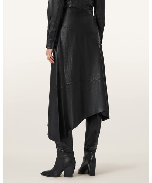ALLSAINTS(オールセインツ)の「GIA LEATHER MIDI SKIRT | GIA レザー ミディ スカート(スカート・レディース・ブラック・6/8/10)」の5枚目の写真