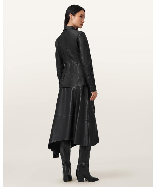 ALLSAINTS(オールセインツ)の「GIA LEATHER MIDI SKIRT | GIA レザー ミディ スカート(スカート・レディース・ブラック・6/8/10)」の6枚目の写真