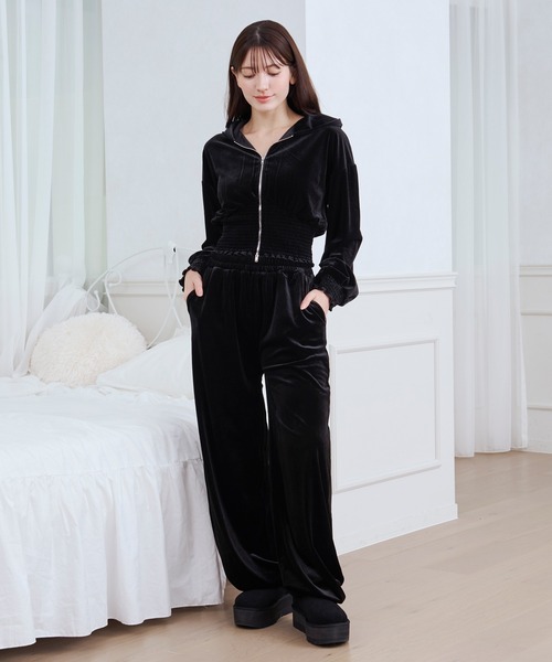 VAMPS HYDE セットアップ ルームウェア ベロア ユニセックス M セール】【SET ITEM】velour set up /ベロアセットアップ