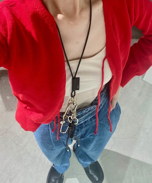 ISOOK(アイスー)の「ダブルリボンカシミヤカーディガン(kiharu select) / Vネック 長袖 羽織り 薄手 秋冬 ミドル丈 ブラウン レッド 赤 茶(カーディガン/ボレロ・レディース・ブラウン/レッド・FREE)」の12枚目の写真