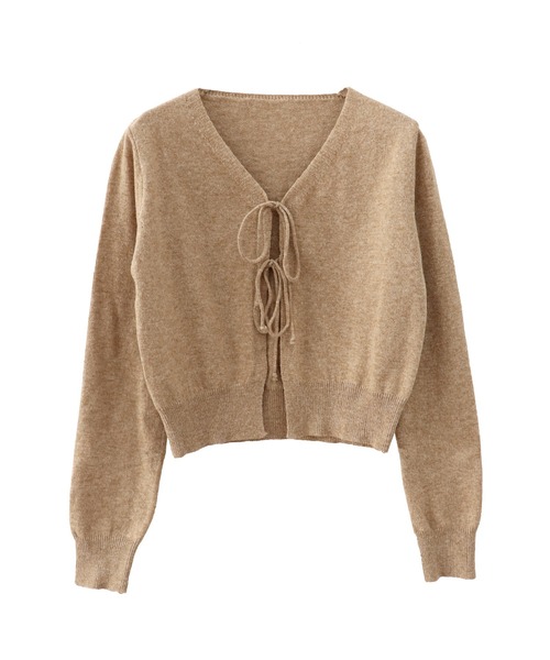 ISOOK(アイスー)の「ダブルリボンカシミヤカーディガン(kiharu select) / Vネック 長袖 羽織り 薄手 秋冬 ミドル丈 ブラウン レッド 赤 茶(カーディガン/ボレロ・レディース・ブラウン/レッド・FREE)」の14枚目の写真