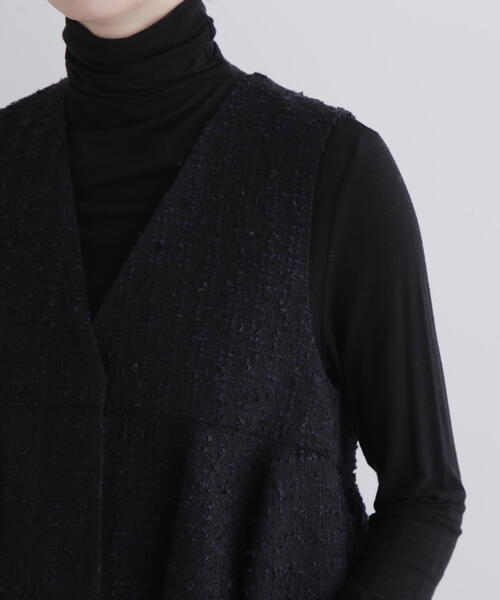 ◇ツイードVネックジレ（ノーカラージャケット）｜LE PHIL（ルフィル