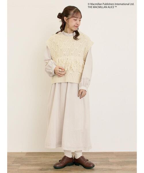 Alice×Samansa Mos2】スタンドネック裾タックワンピ（ワンピース