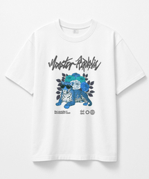 レオパードガーデンブルーTシャツホワイト_8149