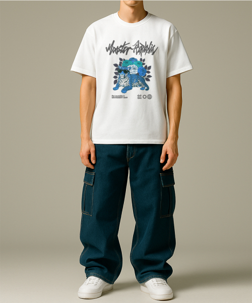 MONSTER REPUBLIC（モンスターリパブリック）の「レオパードガーデンブルーTシャツホワイト_8149（Tシャツ/カットソー・レディース・その他・MEDIUM/LARGE/X-LARGE/SMALL）」の2枚目の写真
