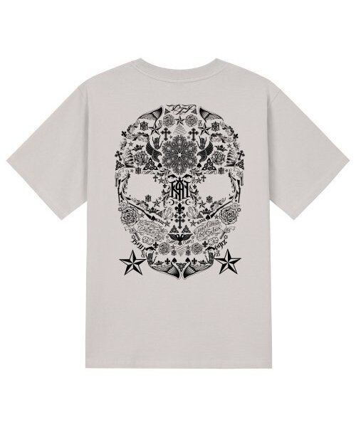 KAN6312(カン6312)の「KTC0094 スカルアート半袖Tシャツ - ベージュ(Tシャツ/カットソー・メンズ・その他・SMALL/MEDIUM/LARGE/X-LARGE)」の1枚目の写真