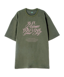 [オーバーサイズ]リズン 13番手 綿 ラウンドネック 半袖Tシャツ_カーキ