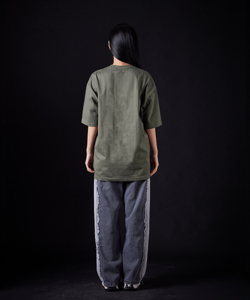 ASTRAL PROJECTION（アストラルプロジェクション）の「[オーバーサイズ]リズン 13番手 綿 ラウンドネック 半袖Tシャツ_カーキ（Tシャツ/カットソー・メンズ・その他・LARGE/MEDIUM/X-LARGE/XX-LARGE）」の5枚目の写真