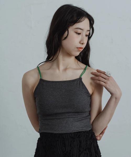 merrylatte（メリーラテ）の「color ribbed camisole（キャミソール・レディース・グレー・FREE）」の10枚目の写真