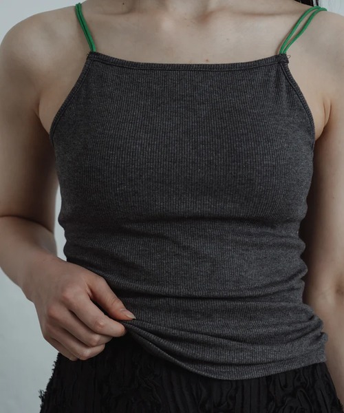 merrylatte（メリーラテ）の「color ribbed camisole（キャミソール・レディース・グレー・FREE）」の6枚目の写真