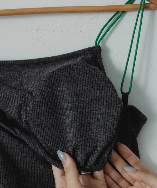 merrylatte（メリーラテ）の「color ribbed camisole（キャミソール・レディース・グレー・FREE）」の4枚目の写真