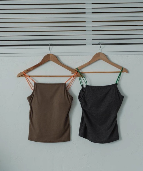 merrylatte（メリーラテ）の「color ribbed camisole（キャミソール・レディース・グレー・FREE）」の3枚目の写真