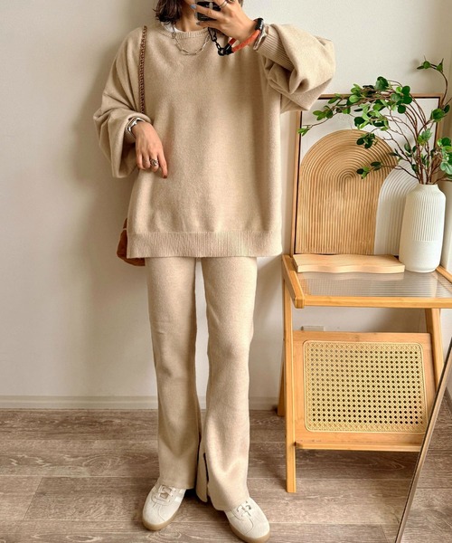 NOAHL（ノアル）の「【NOAHL】ニットフレアパンツ《mayoさんコラボ》（その他パンツ・レディース・チャコール/ベージュ/ブラウン・S/M）」の6枚目の写真