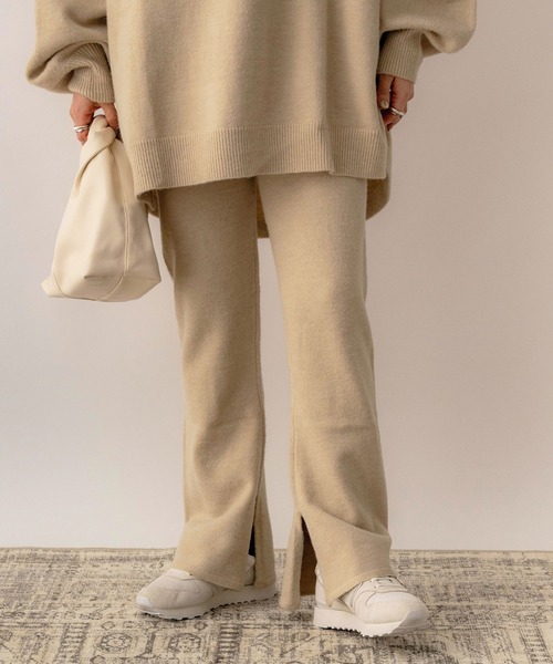 NOAHL（ノアル）の「【NOAHL】ニットフレアパンツ《mayoさんコラボ》（その他パンツ・レディース・チャコール/ベージュ/ブラウン・S/M）」の8枚目の写真