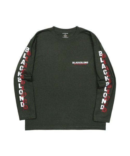 BLACK BLOND(ブラック ブロンド)の「ビビディオーバーラップロゴ長袖Tシャツ(カーキ)(Tシャツ/カットソー・レディース・その他・SMALL/MEDIUM/LARGE/X-LARGE/XX-LARGE/XXX-LARGE)」の1枚目の写真