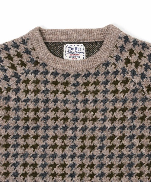 The DUFFER of ST.GEORGE（ザダファーオブセントジョージ）の「JACQUARD GUN CLUB CHECK KNIT：ジャガード ガンクラブチェック ニット（ニット/セーター・メンズ・カーキ/ブラウン・MEDIUM/LARGE）」の15枚目の写真