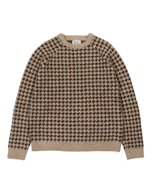The DUFFER of ST.GEORGE（ザダファーオブセントジョージ）の「JACQUARD GUN CLUB CHECK KNIT：ジャガード ガンクラブチェック ニット（ニット/セーター・メンズ・カーキ/ブラウン・MEDIUM/LARGE）」の12枚目の写真