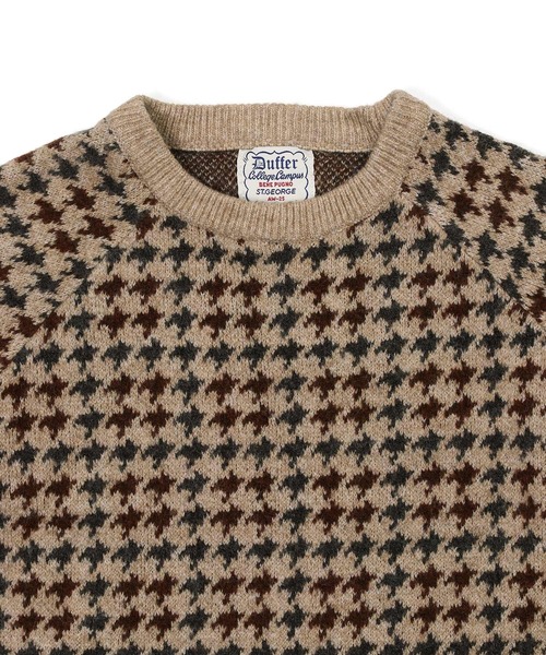 The DUFFER of ST.GEORGE（ザダファーオブセントジョージ）の「JACQUARD GUN CLUB CHECK KNIT：ジャガード ガンクラブチェック ニット（ニット/セーター・メンズ・カーキ/ブラウン・MEDIUM/LARGE）」の14枚目の写真