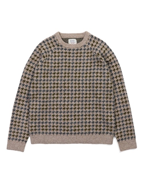 The DUFFER of ST.GEORGE（ザダファーオブセントジョージ）の「JACQUARD GUN CLUB CHECK KNIT：ジャガード ガンクラブチェック ニット（ニット/セーター・メンズ・カーキ/ブラウン・MEDIUM/LARGE）」の13枚目の写真