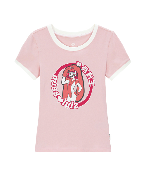 MISSLULZ(ミスルールズ)の「Future Friend Slim Fit T-Shirt Candy Pink(Tシャツ/カットソー・レディース・マルチ/ダークパープル/ストーン・X-SMALL/SMALL/MEDIUM)」の4枚目の写真