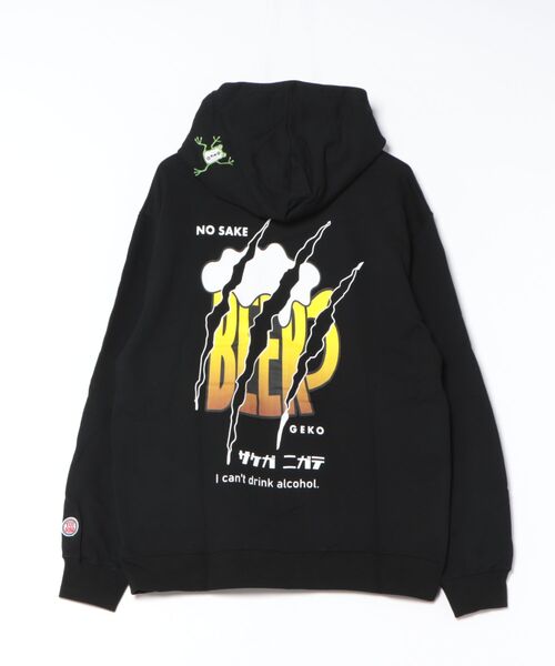 semantic design（セマンティックデザイン）の「WEB限定販売【裏毛スエット ゆったり】YOIDORE 下戸カエル プルパーカー（パーカー・メンズ・グリーン/ブラック・MEDIUM/LARGE/X-LARGE）」の3枚目の写真