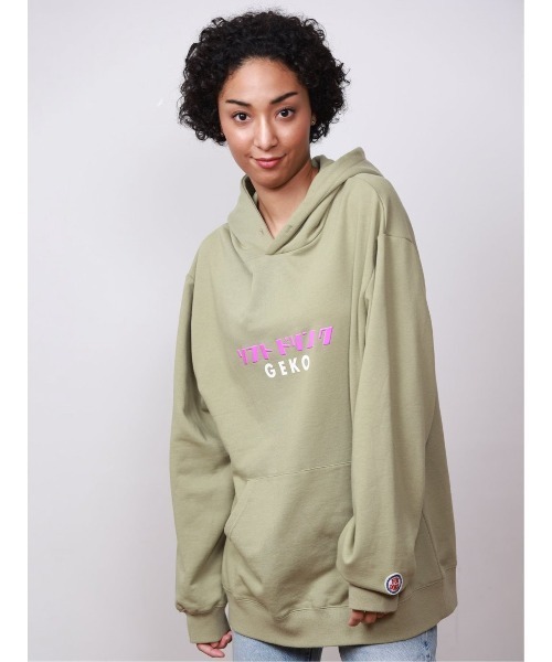 semantic design（セマンティックデザイン）の「WEB限定販売【裏毛スエット ゆったり】YOIDORE 下戸カエル プルパーカー（パーカー・メンズ・グリーン/ブラック・MEDIUM/LARGE/X-LARGE）」の14枚目の写真