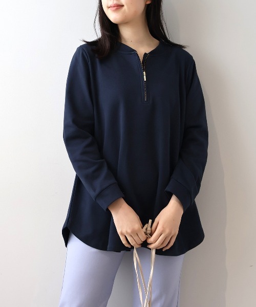 MB mint breeze（エムビーミントブリーズ）の「【L～6L 大きいサイズ】ハーフZIPソフト裏毛チュニック（チュニック・レディース・カーキ/ネイビー・5L/4L/3L/LL/6L）」の2枚目の写真