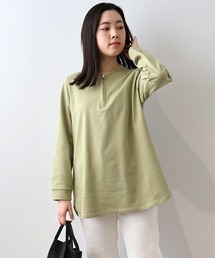 【L~6L 大きいサイズ】ハーフZIPソフト裏毛チュニック