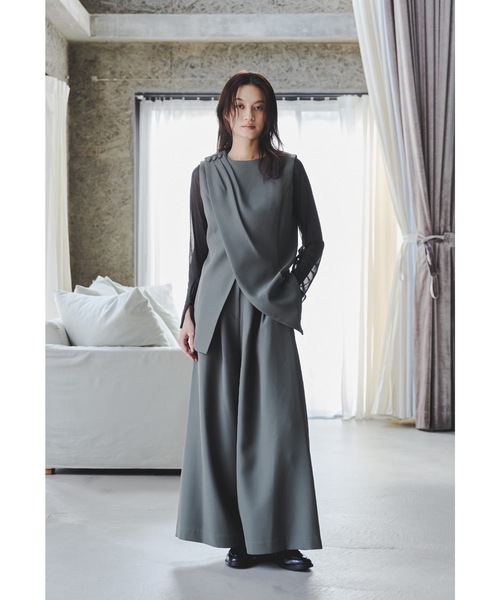 アシンメトリートップスパンツスーツ 2点セット レディース