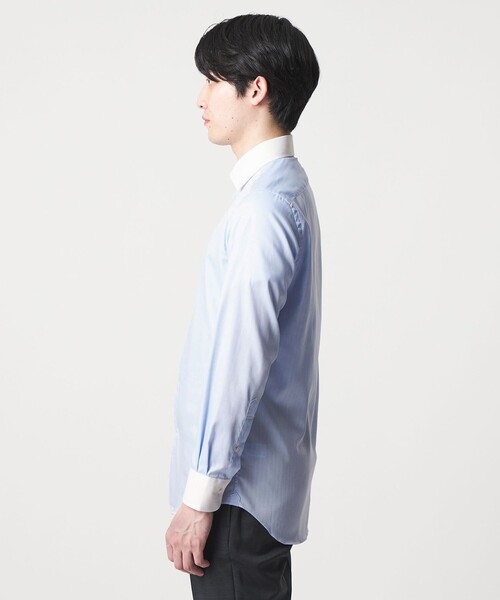 A DAY IN THE LIFE UNITED ARROWS(アデイインザライフユナイテッドアローズ)の「ヘリンボーン クレリック ワイドカラーシャツ-イージーケア-<A DAY IN THE LIFE>(シャツ/ブラウス・メンズ・ライトブルー・39cm/40cm/38cm/41cm/42cm/37cm)」の4枚目の写真