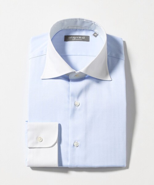 A DAY IN THE LIFE UNITED ARROWS(アデイインザライフユナイテッドアローズ)の「ヘリンボーン クレリック ワイドカラーシャツ-イージーケア-<A DAY IN THE LIFE>(シャツ/ブラウス・メンズ・ライトブルー・39cm/40cm/38cm/41cm/42cm/37cm)」の6枚目の写真