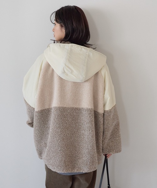 HEART MARKET(ハートマーケット)の「配色ボアフーディジャケット(その他アウター・レディース・カーキ/ベージュ/チャコール・FREE)」の6枚目の写真