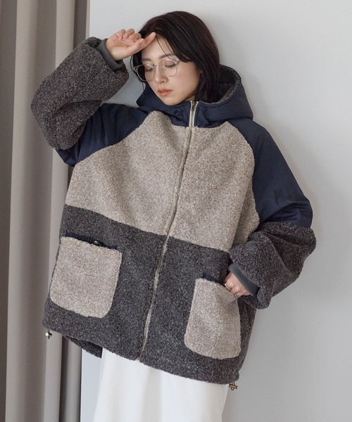 HEART MARKET(ハートマーケット)の「配色ボアフーディジャケット(その他アウター・レディース・カーキ/ベージュ/チャコール・FREE)」の21枚目の写真